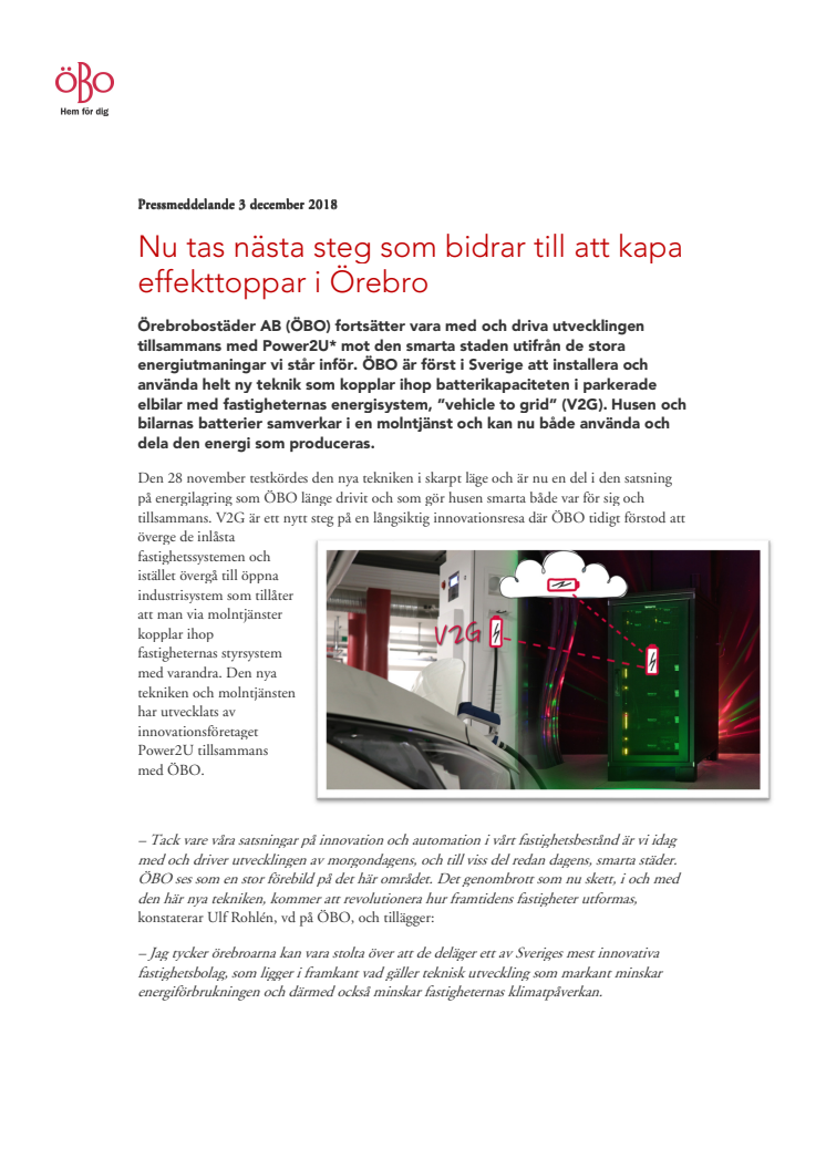 Nu tas nästa steg som bidrar till att kapa effekttoppar i Örebro