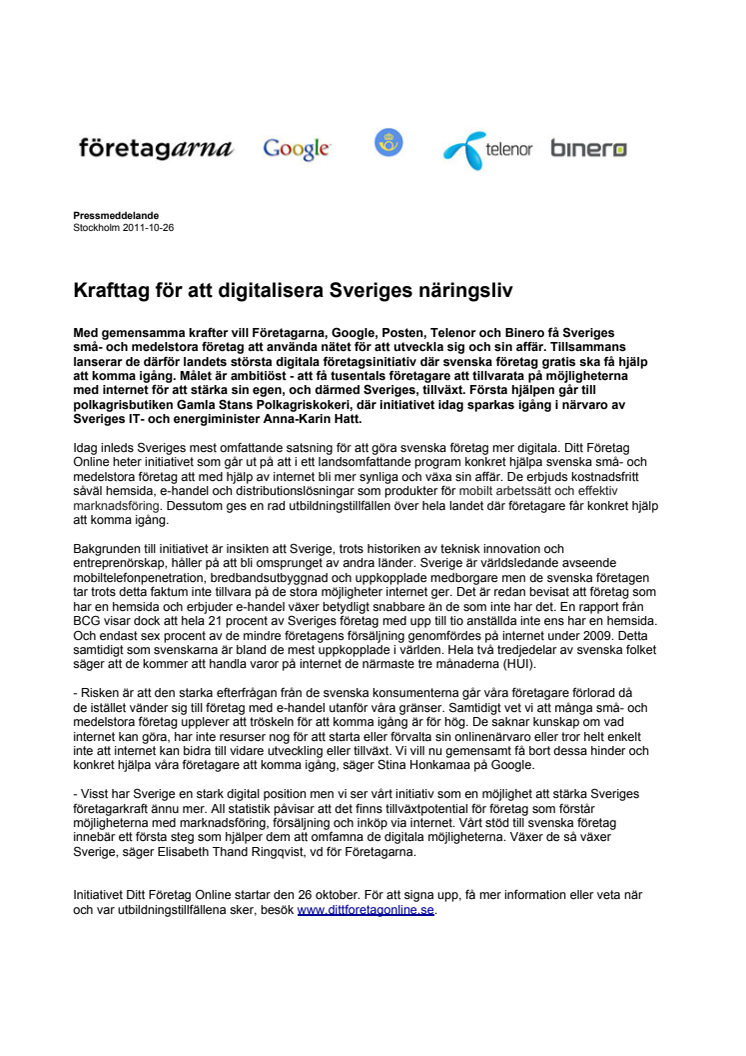 Krafttag för att digitalisera Sveriges näringsliv 