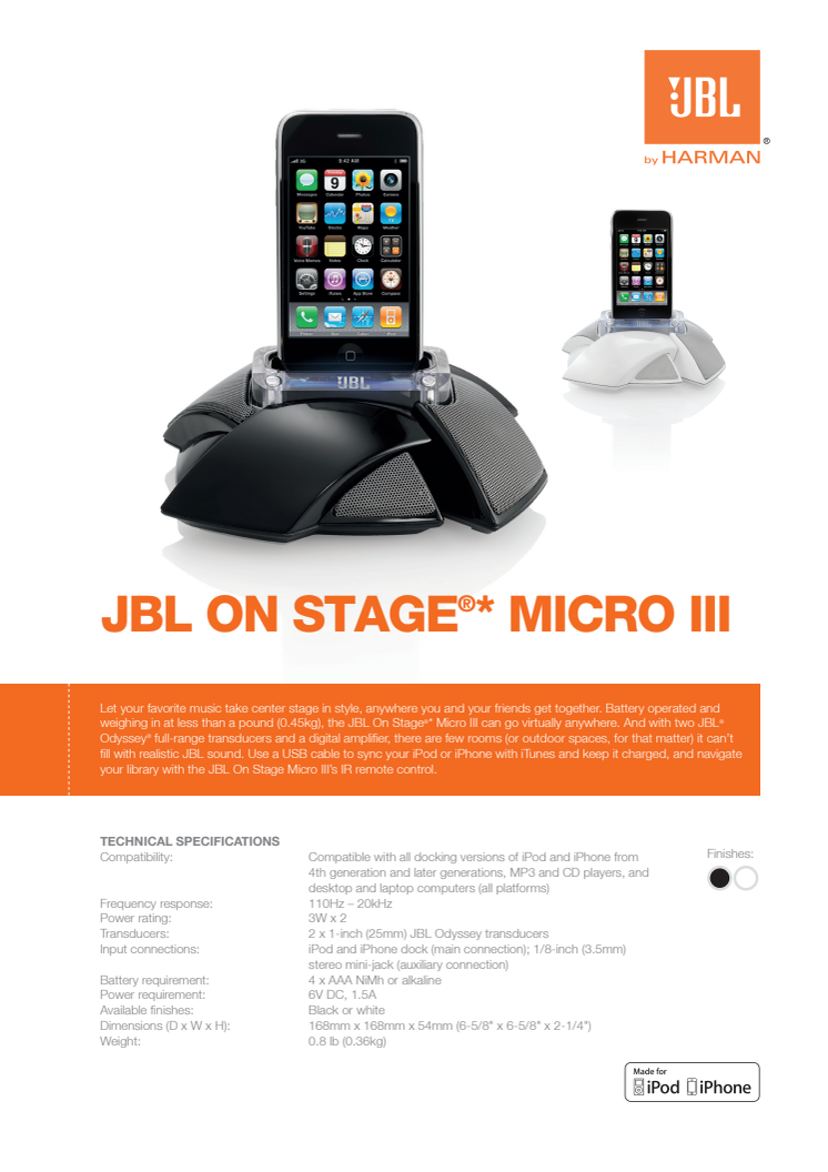 Specification sheet - JBL On Stage Micro III (English)
