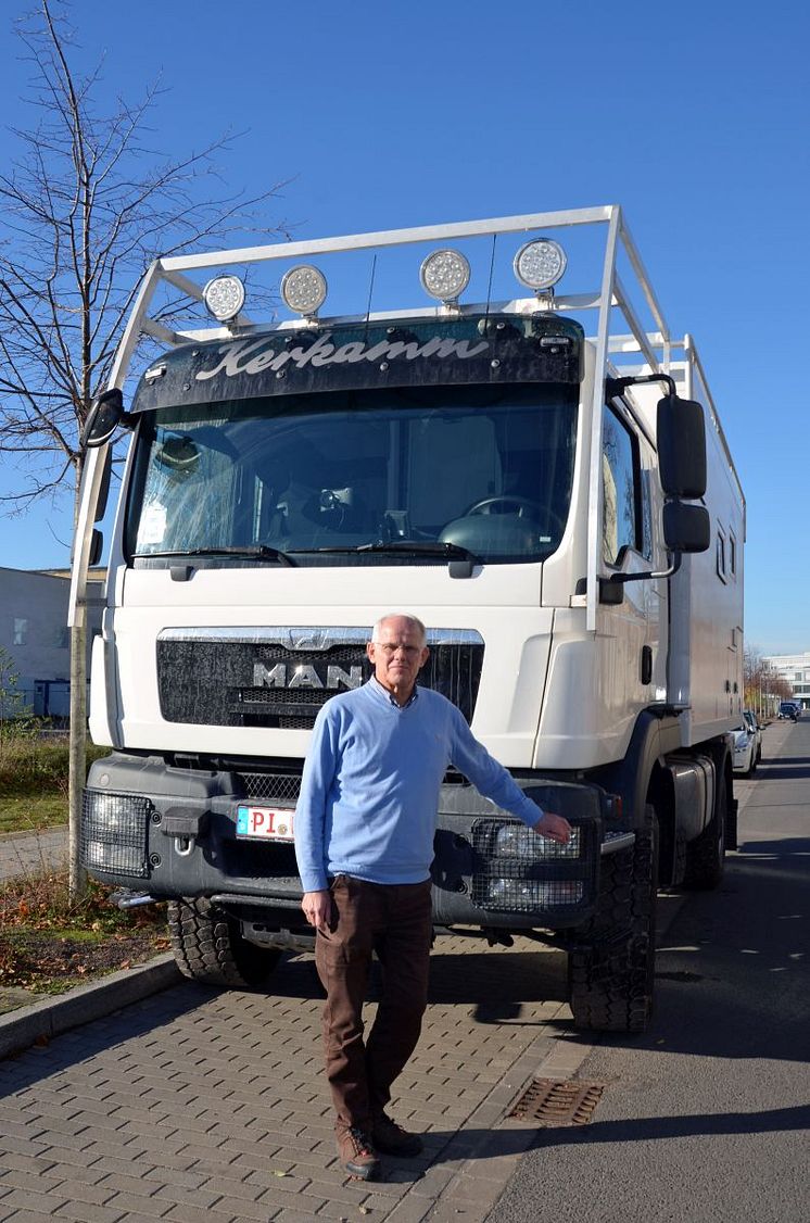 Jörn Kerkamm wird mit seinem Weltreisemobil u.a. auf der "Touristik & Caravaning" 2016 auf der Leipziger Messe zu sehen sein