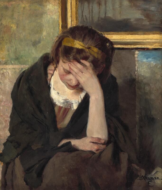 Bertha Wegmann. En siddende ung kvinde, der hviler hovedet i hånden.jpg