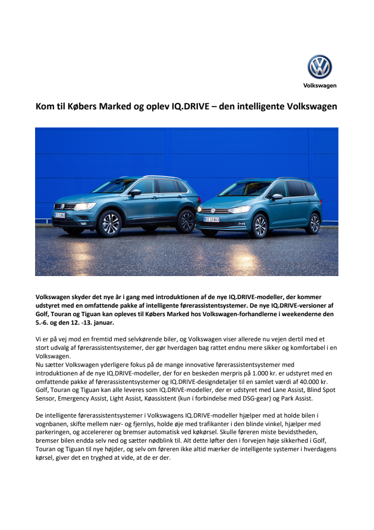 Kom til Købers Marked og oplev IQ.DRIVE – den intelligente Volkswagen