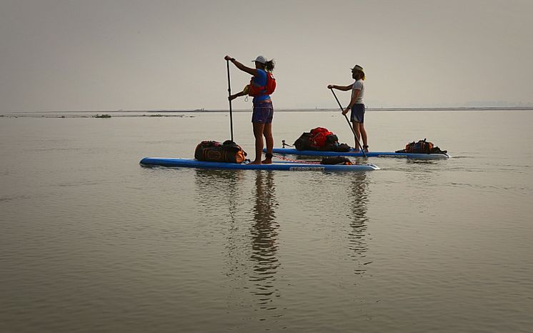 Team members Shilpika Gautam and Pascal Dubois head off from camp