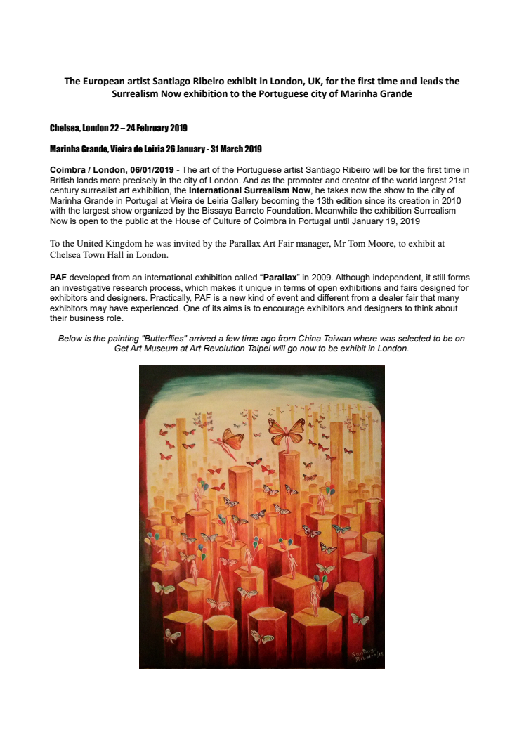 After New York the art of the Portuguese Artist Santiago Ribeiro will be in London