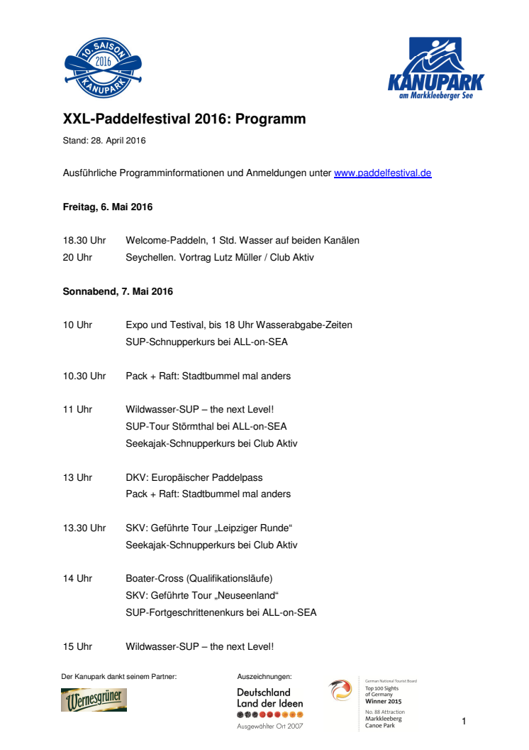 Programm Paddelfestival