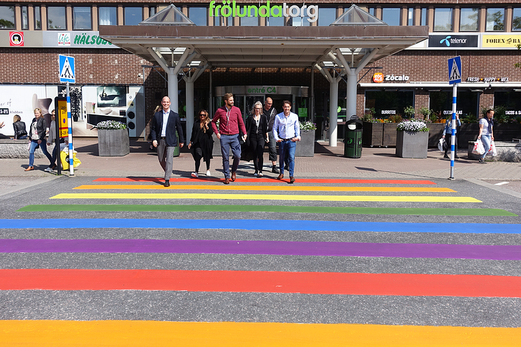 Centrumledningen på Frölunda Torg under West Pride