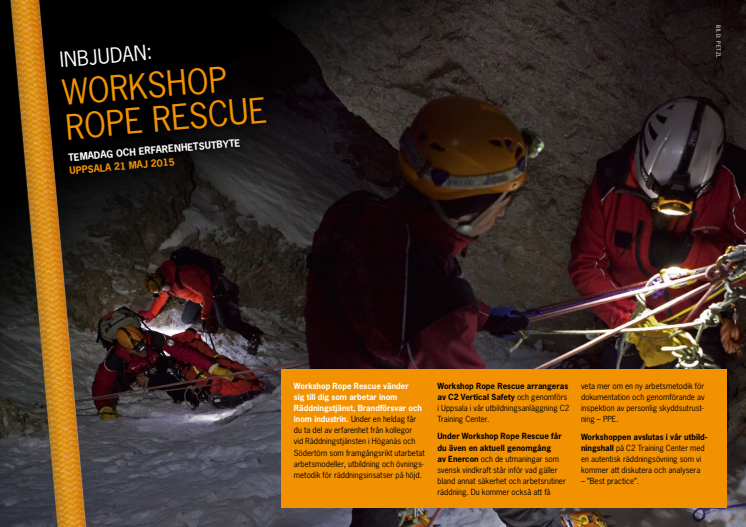 Inbjudan Workshop Rope Rescue 21 maj 2015