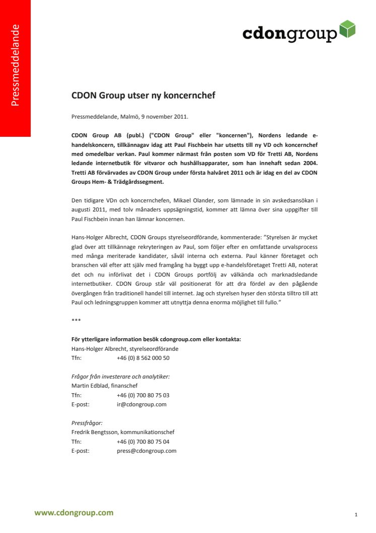 CDON Group utser ny koncernchef