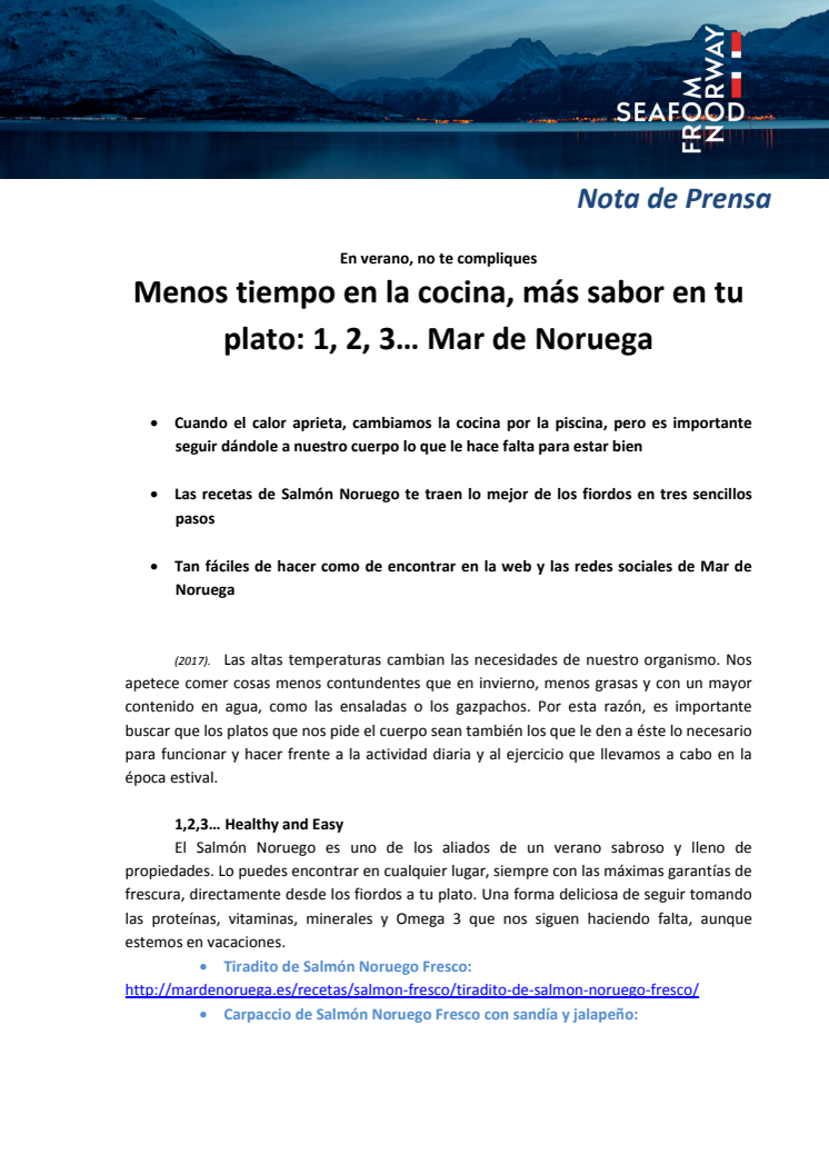 Menos tiempo en la cocina, más sabor en tu plato: 1, 2, 3… Mar de Noruega