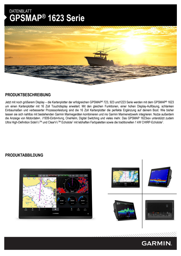 Datenblatt Garmin GPSMAP 1623 Serie