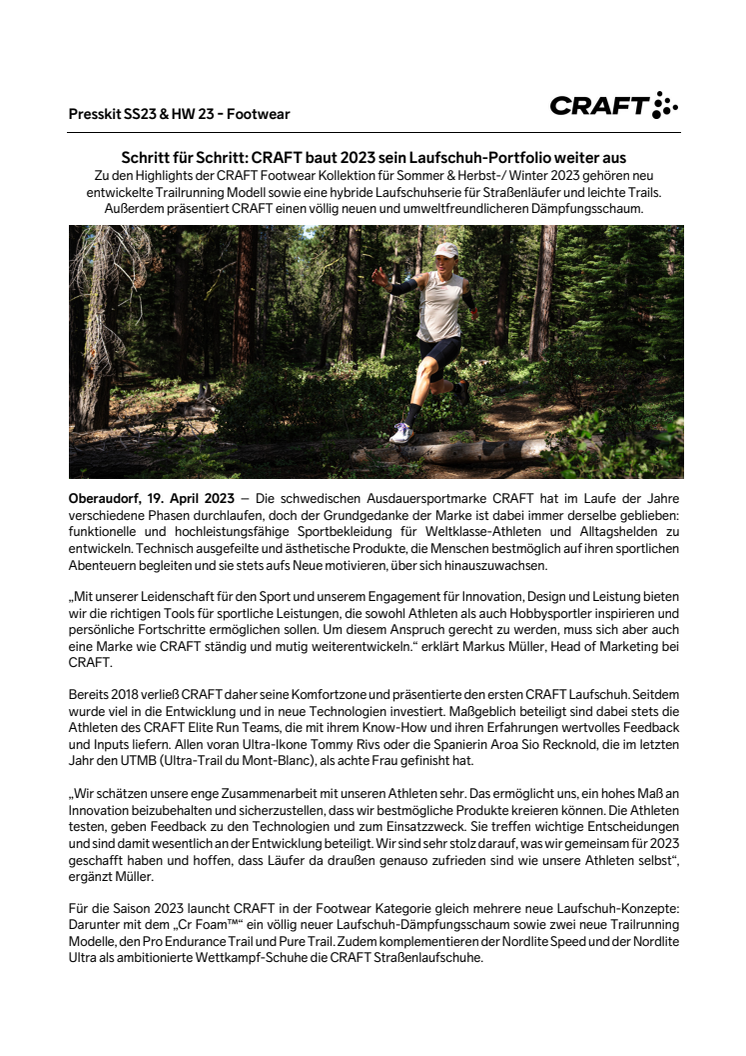 CRAFT Presskit SS23 & HW 23 - Footwear