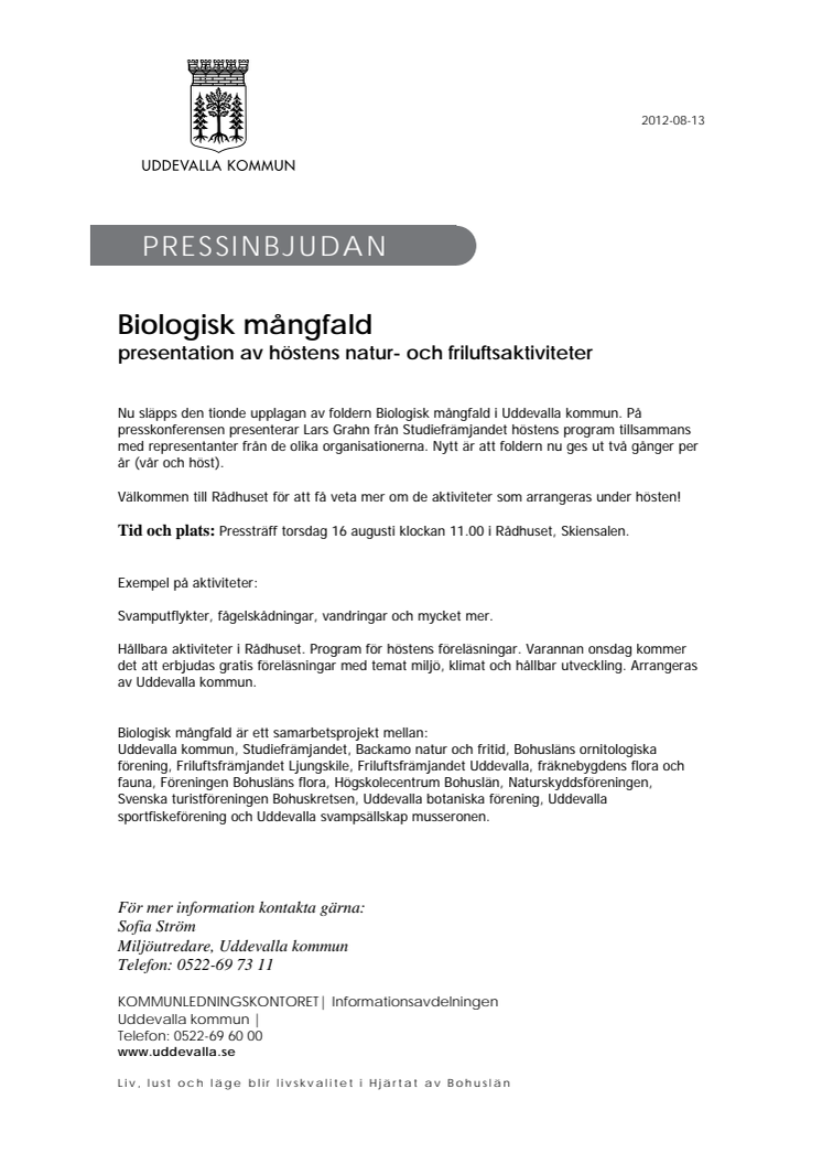 Biologisk mångfald - presentation av höstens natur- och friluftsaktiviteter