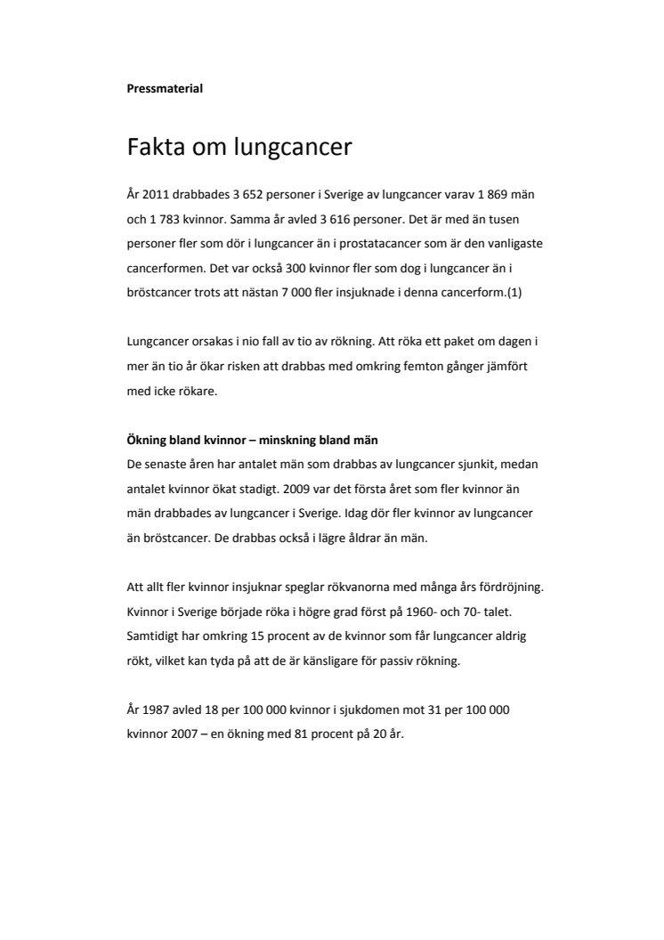 Fakta om lungcancer
