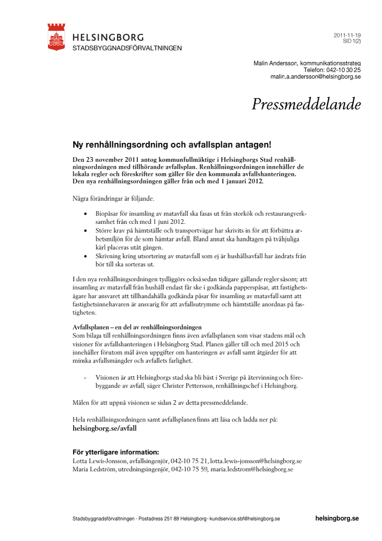 Ny renhållningsordning och avfallsplan antagen!