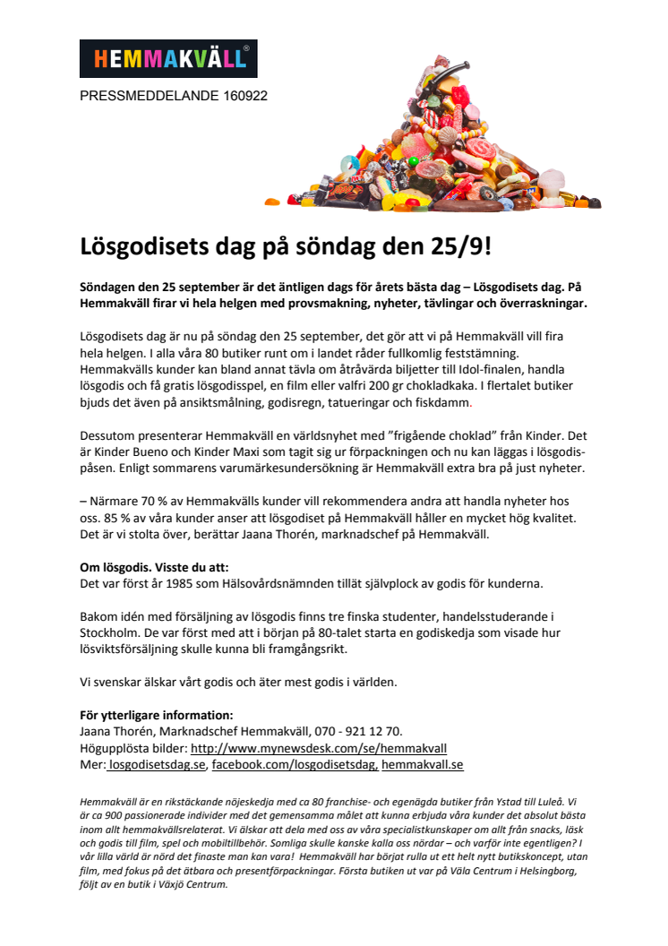 Lösgodisets dag på söndag den 25/9!