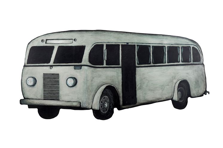 Pressbild för ”Den vita bussen” av Jan Håfström