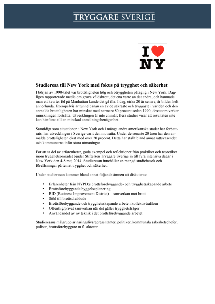 Program studieresa NY (4-8/5 2014)