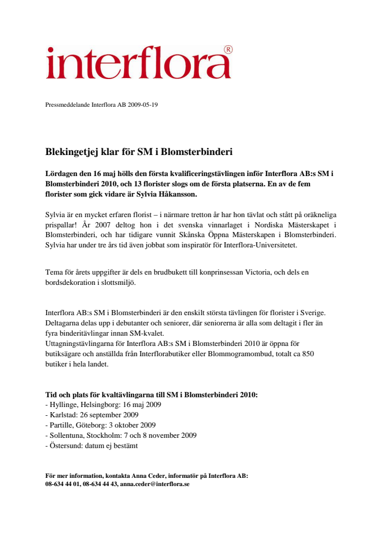 Blekingetjej klar för SM i Blomsterbinderi