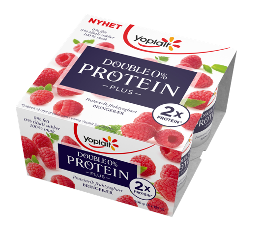 Yoplait Double 0% Protein Plus bringebær