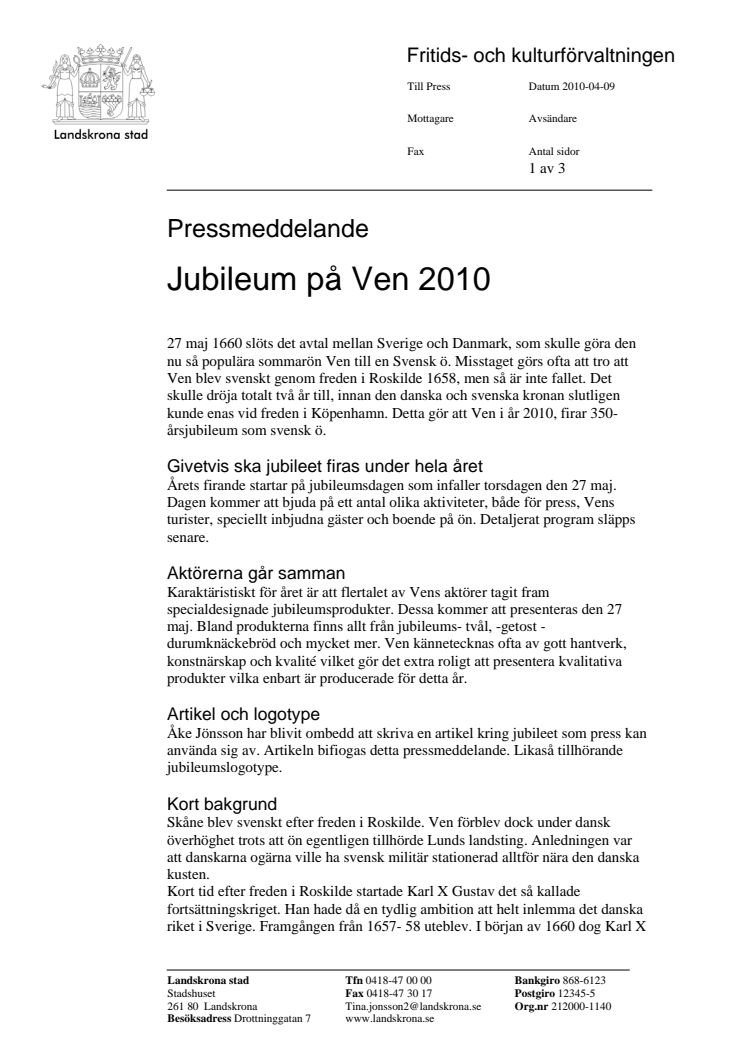 Jubileum på Ven 2010