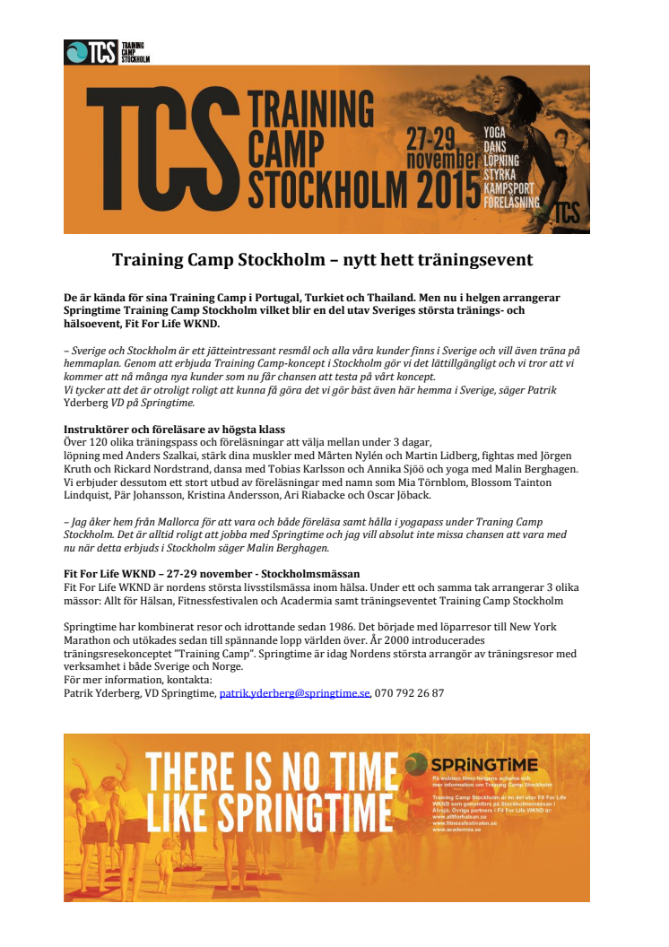 Training Camp Stockholm – nytt hett träningsevent