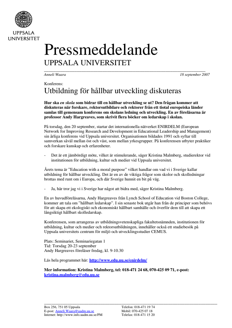 Utbildning för hållbar utveckling diskuteras