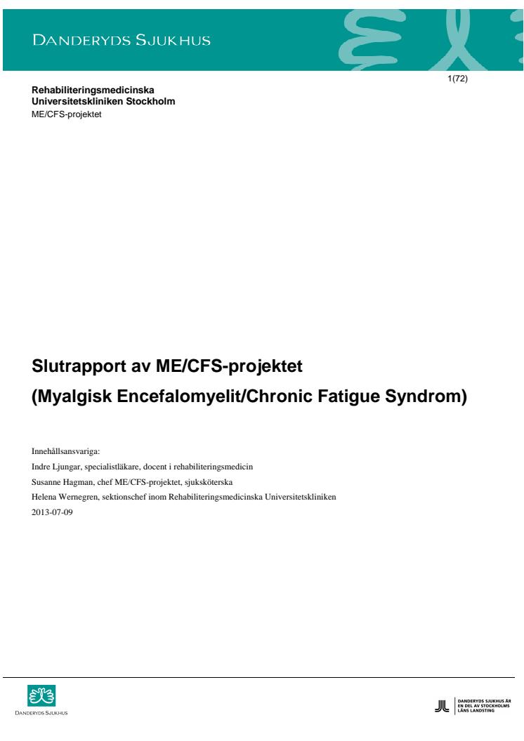 Slutrapport av ME/CFS-projektet på Danderyds sjukhus