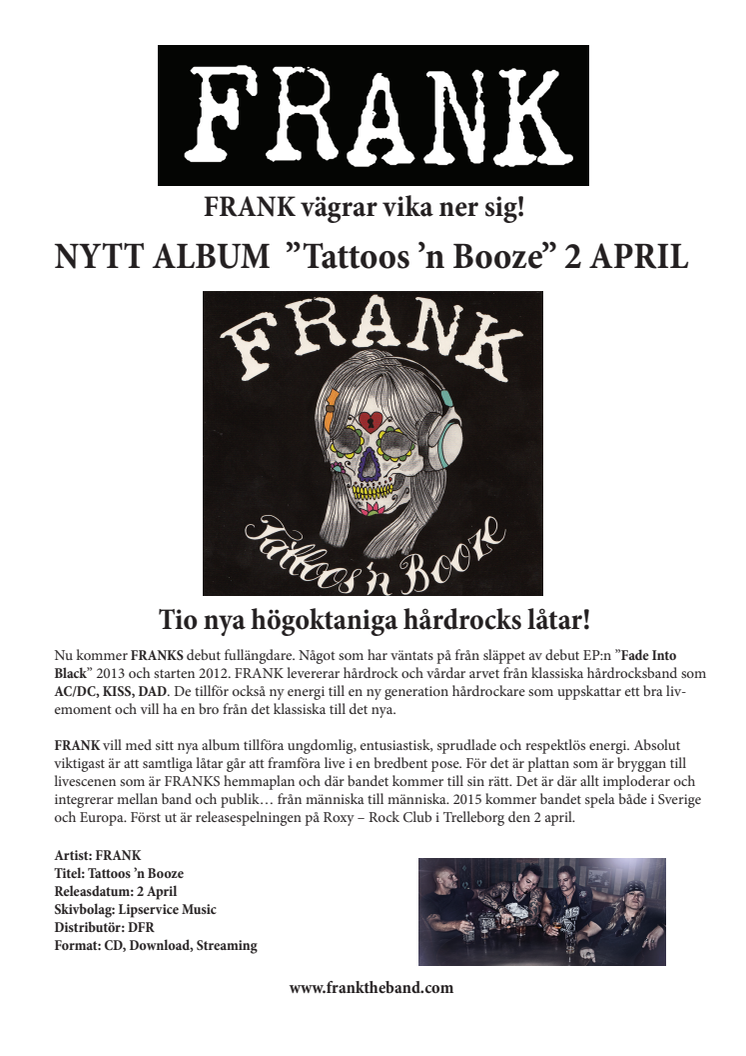 Hårdrocksbandet FRANK släpper nytt album