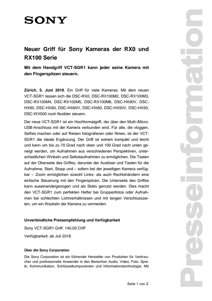 Neuer Griff für Sony Kameras der RX0 und RX100 Serie