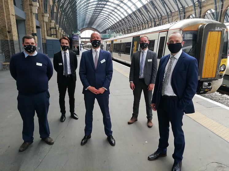 Celebrating at King's Cross with Rail Minister Chris Heaton-Harris