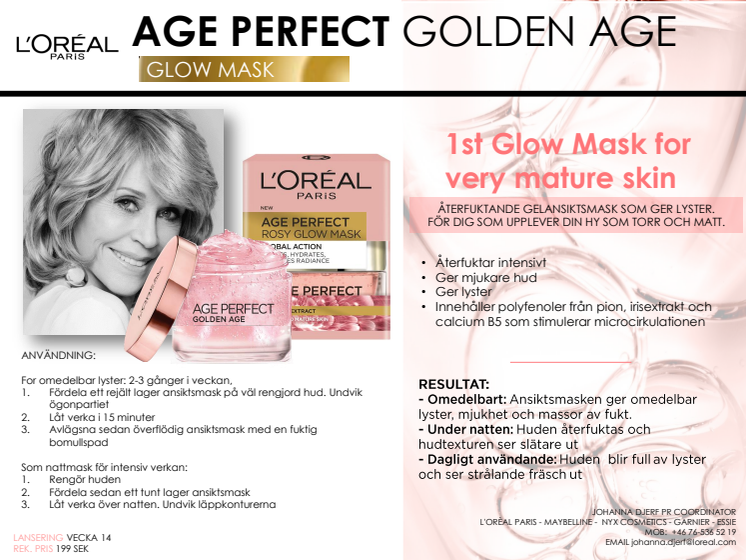 L'Oréal Paris Age Perfect - Rosy Glow Mask - Lystergivande ansiktsmask