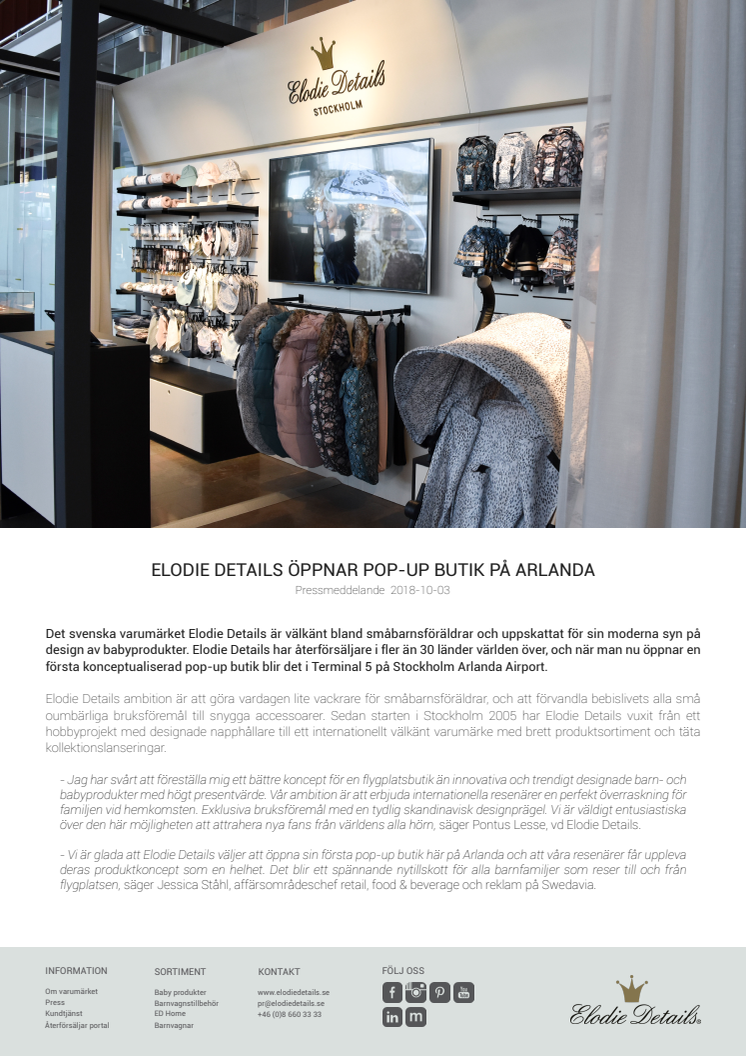 Elodie Details öppnar pop-up butik på Arlanda