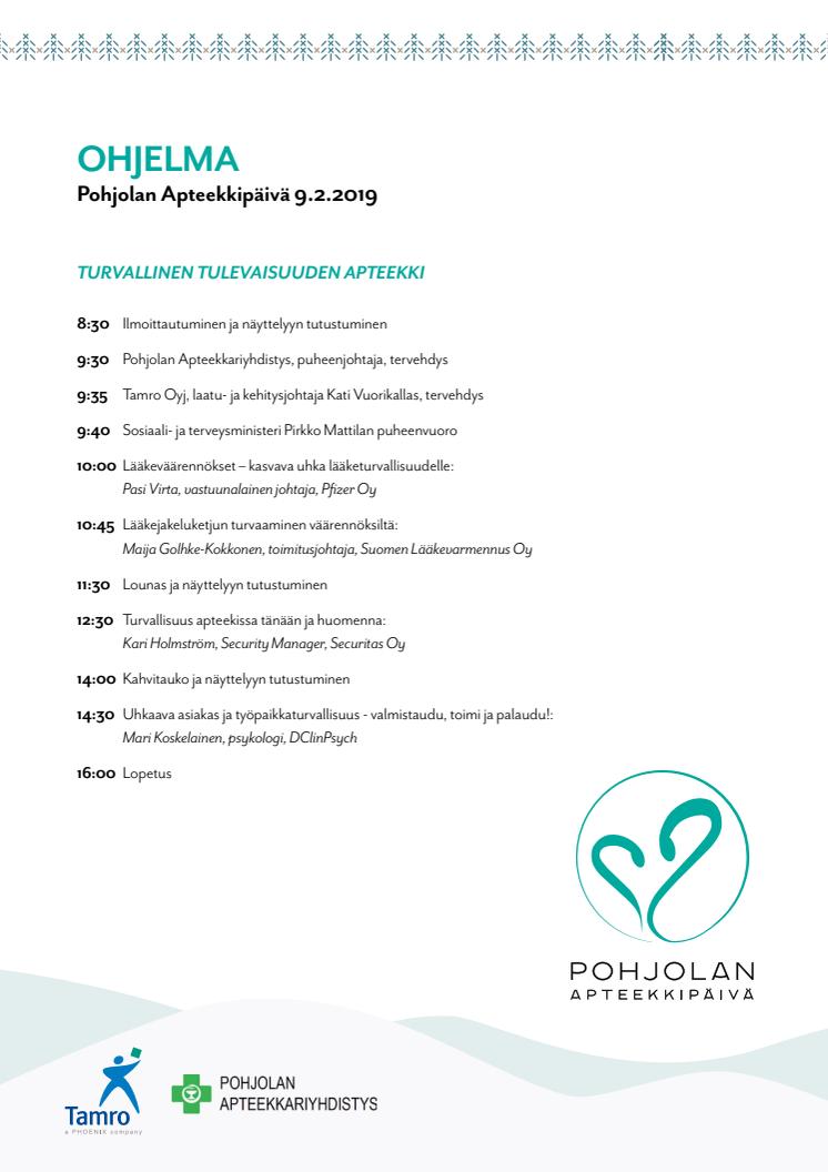 Pohjolan Apteekkipäivä 2019 - ohjelma