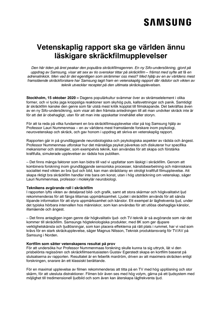 Vetenskaplig rapport ska ge världen ännu läskigare skräckfilmupplevelser