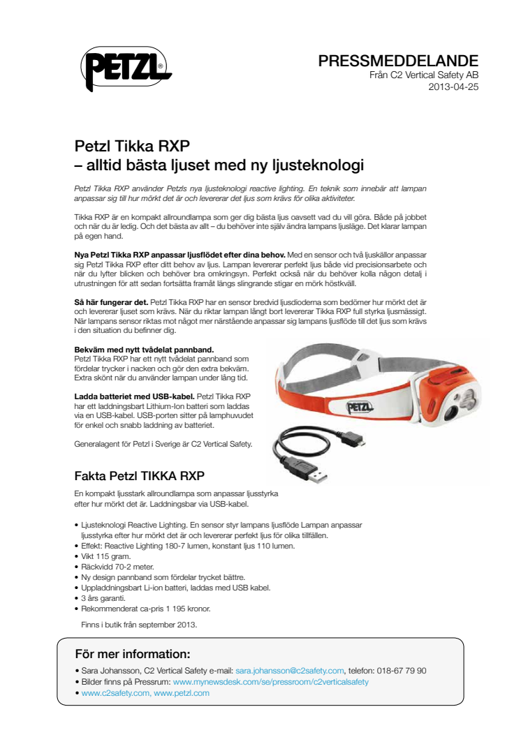 Petzl Tikka RXP – alltid bästa ljuset med ny ljusteknologi