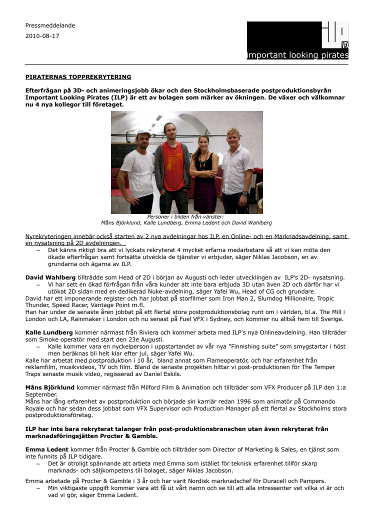 PIRATERNAS TOPPREKRYTERING
