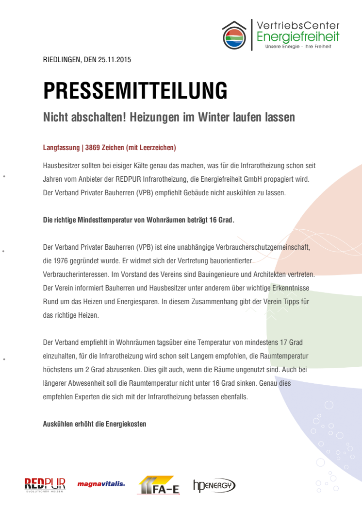 Nicht abschalten! Heizungen im Winter laufen lassen