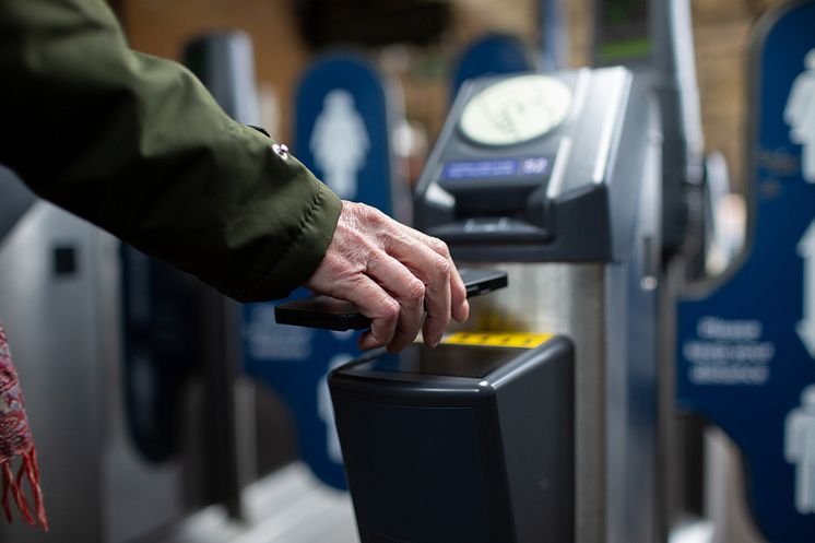 Barcode tickets being scanned