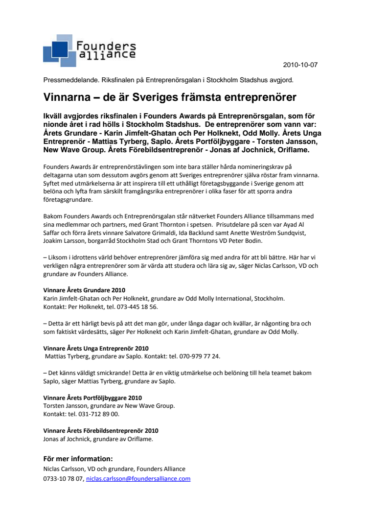 Vinnarna – de är Sveriges främsta entreprenörer