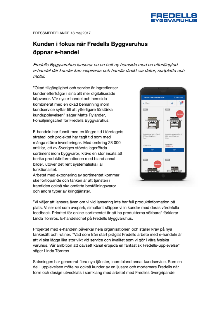 Kunden i fokus när Fredells Byggvaruhus öppnar e-handel