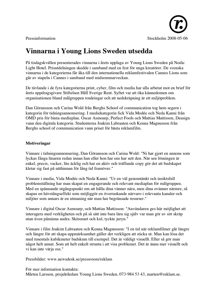 Vinnarna i Young Lions Sweden utsedda