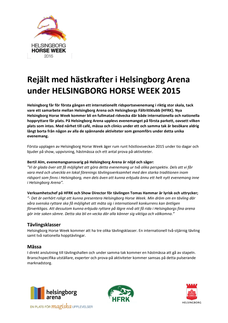 Rejält med hästkrafter i Helsingborg Arena under HELSINGBORG HORSE WEEK 2015