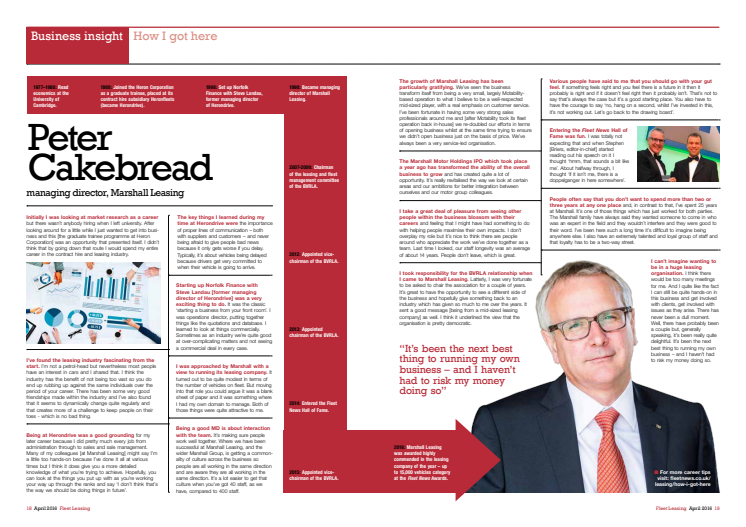 Fleet Leasing  'How I got here'  Peter Cakebread reflects 