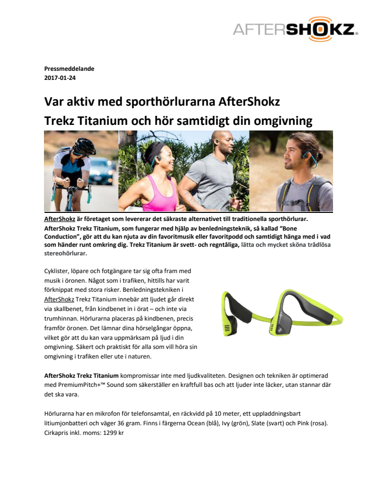 Var aktiv med sporthörlurarna AfterShokz  Trekz Titanium och hör samtidigt din omgivning