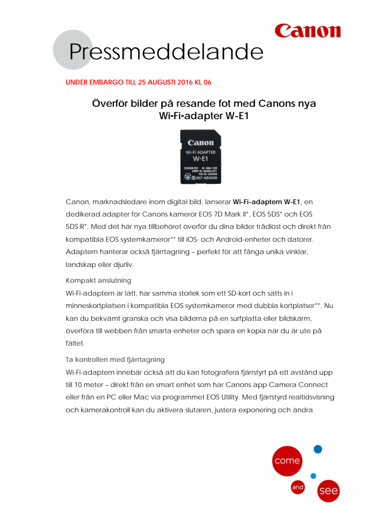 Överför bilder på resande fot med Canons nya Wi Fi adapter W-E1