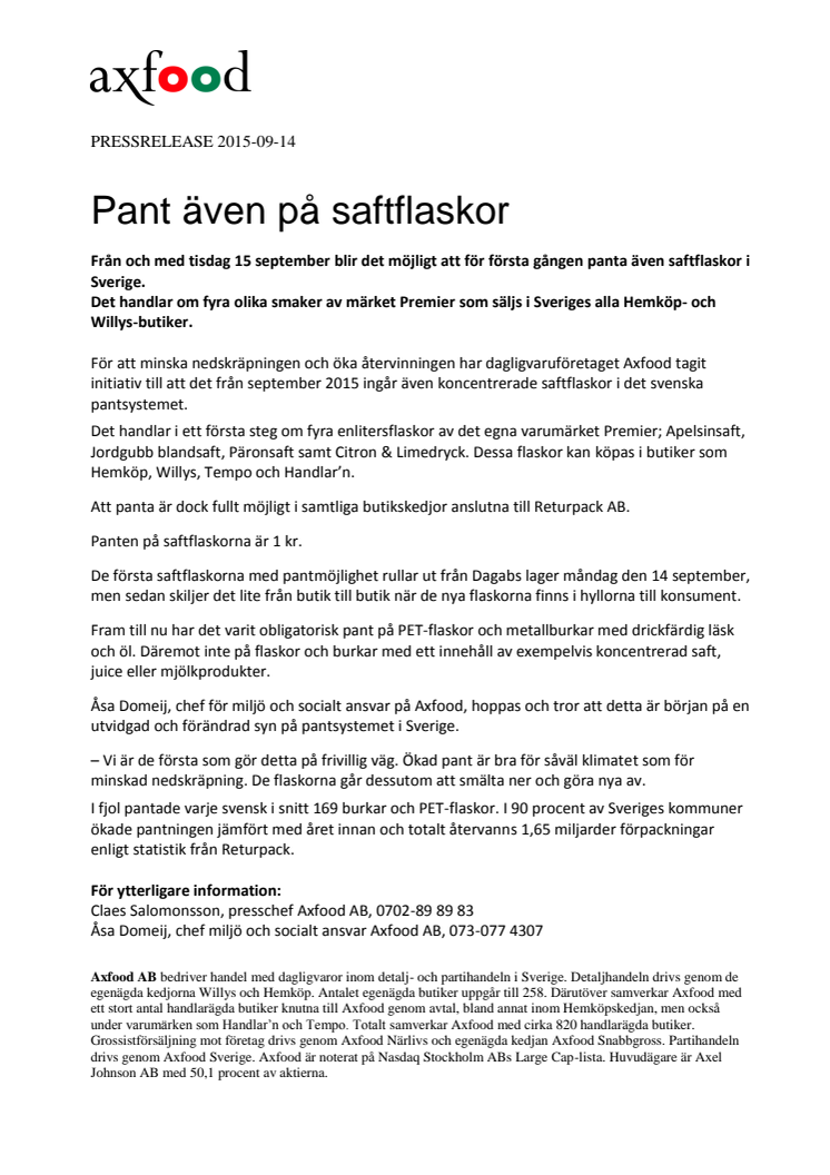 Pant även på saftflaskor