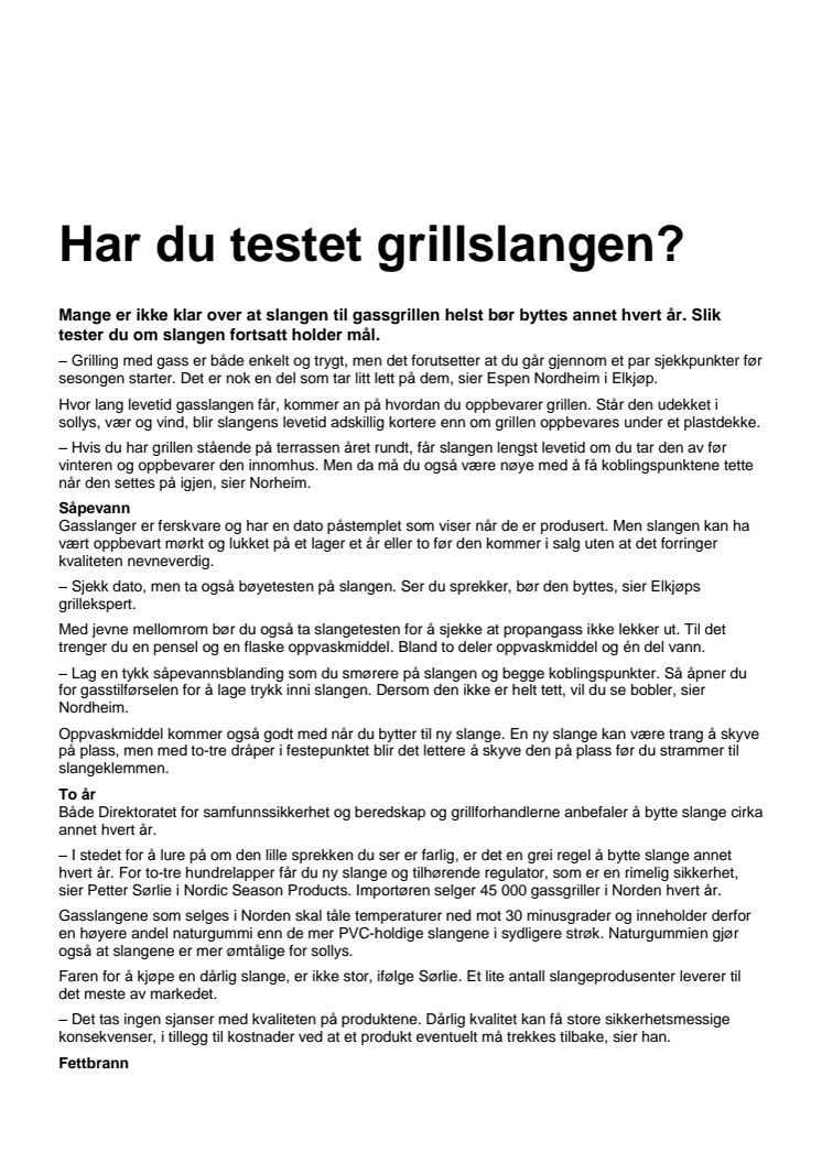 Har du testet grillslangen? (Se video)