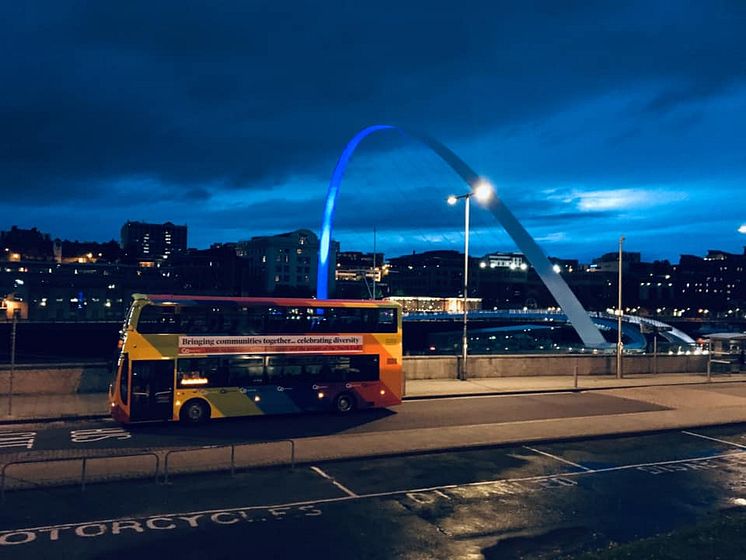 Go North East celebrates NHS birthday by wearing blue and clapping at regional landmarks