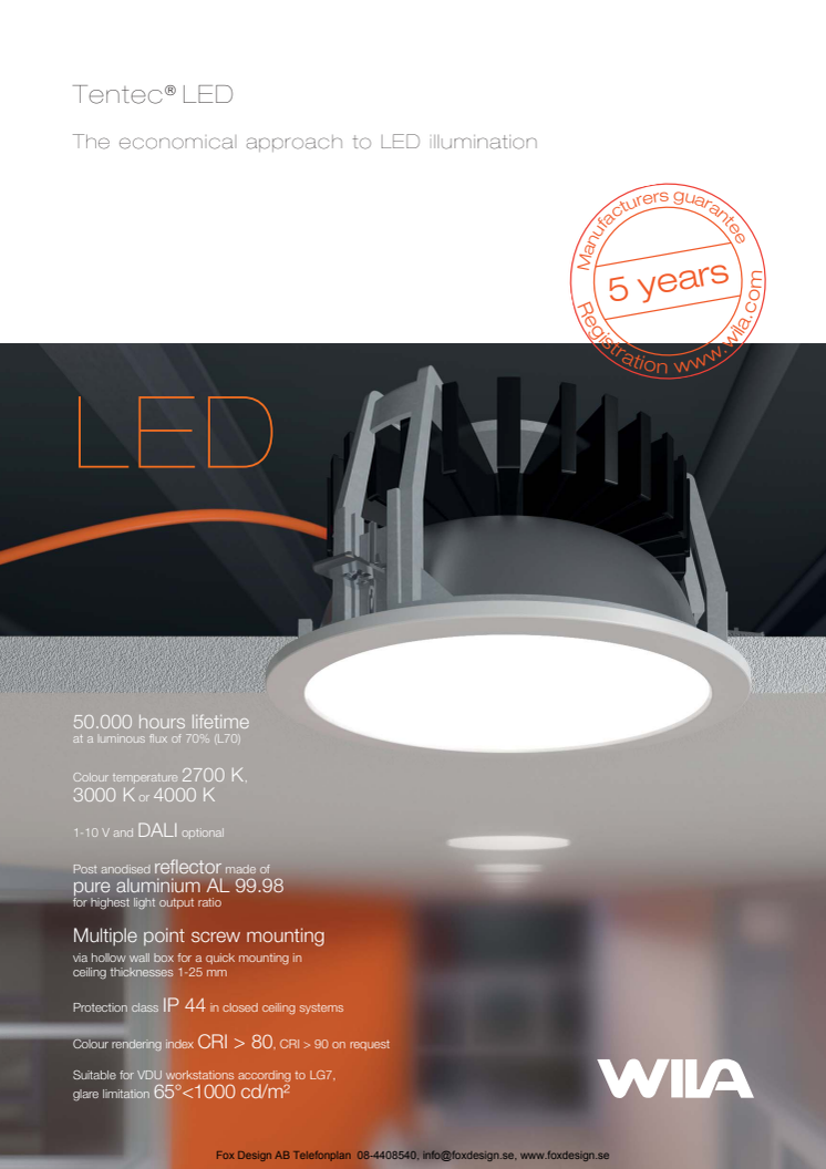 Wila Tentec, Den ekonomiska metoden för LED-belysning. PDF-Broschyr 4 sidor.