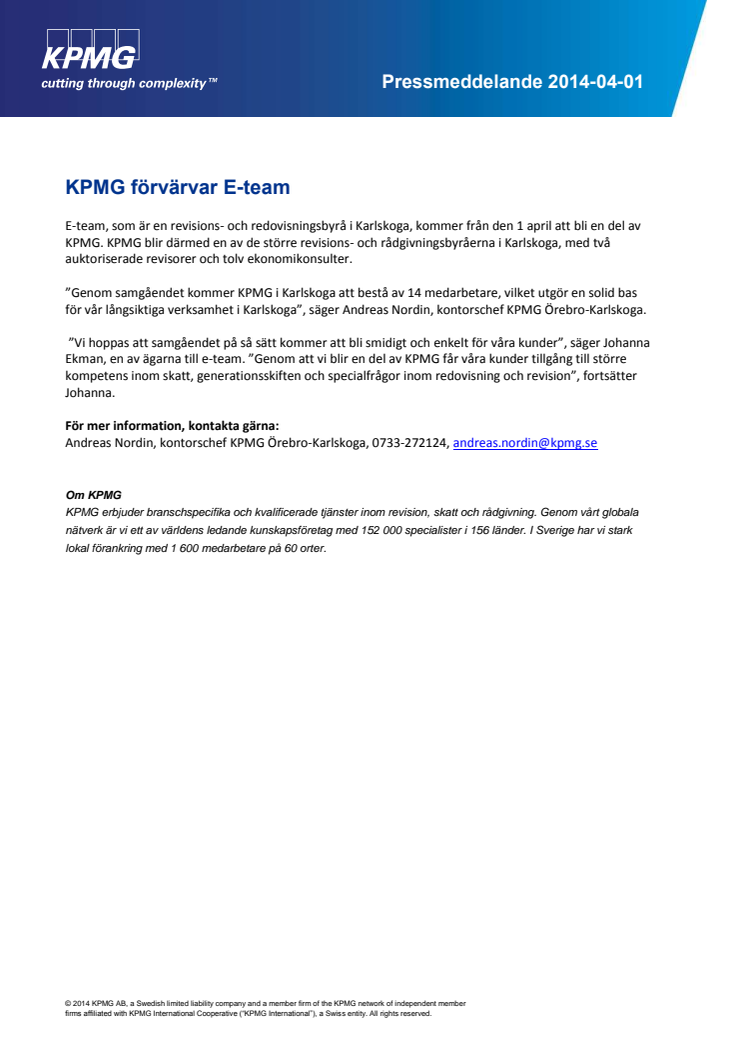 KPMG förvärvar E-team